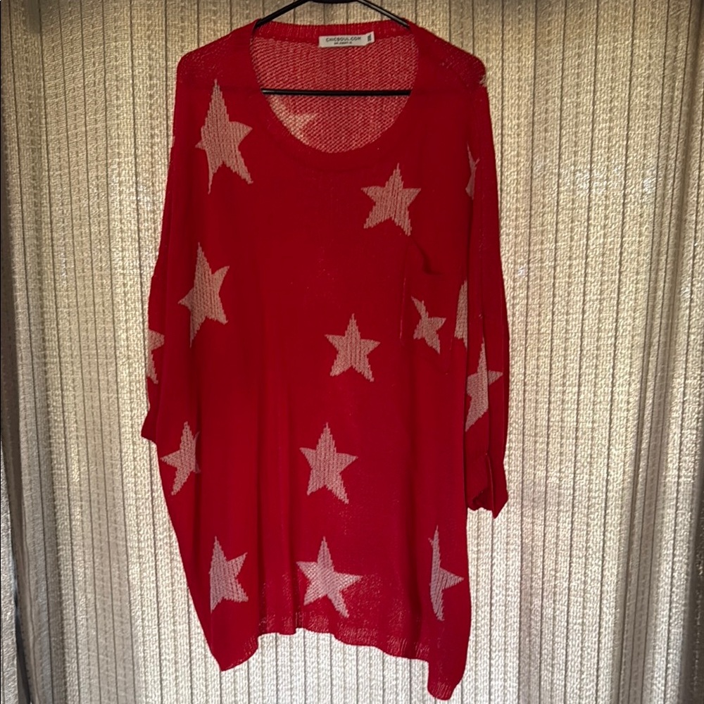 Chic Soul Red Star Patriotic Plus Size 3x Sweater